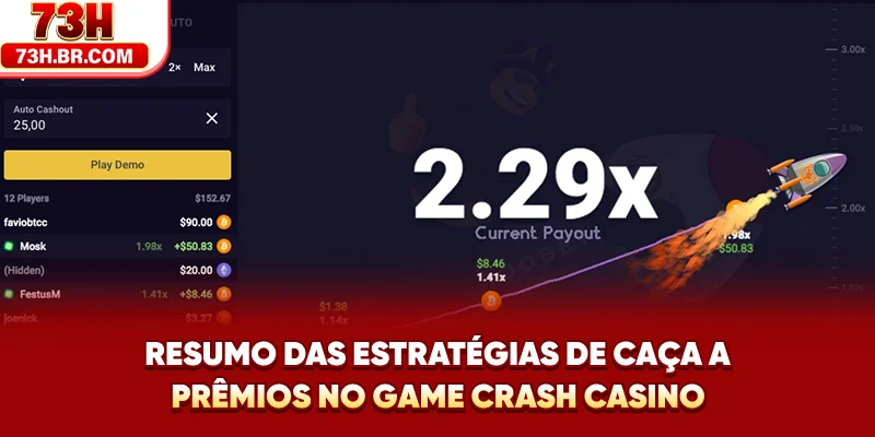 Resumo das estratégias de caça a prêmios no Game Crash Casino